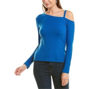 Bailey 44 Blue Size Small Royal Blue Ribbed Knit Off-Shoulder Long Sleeve Top
